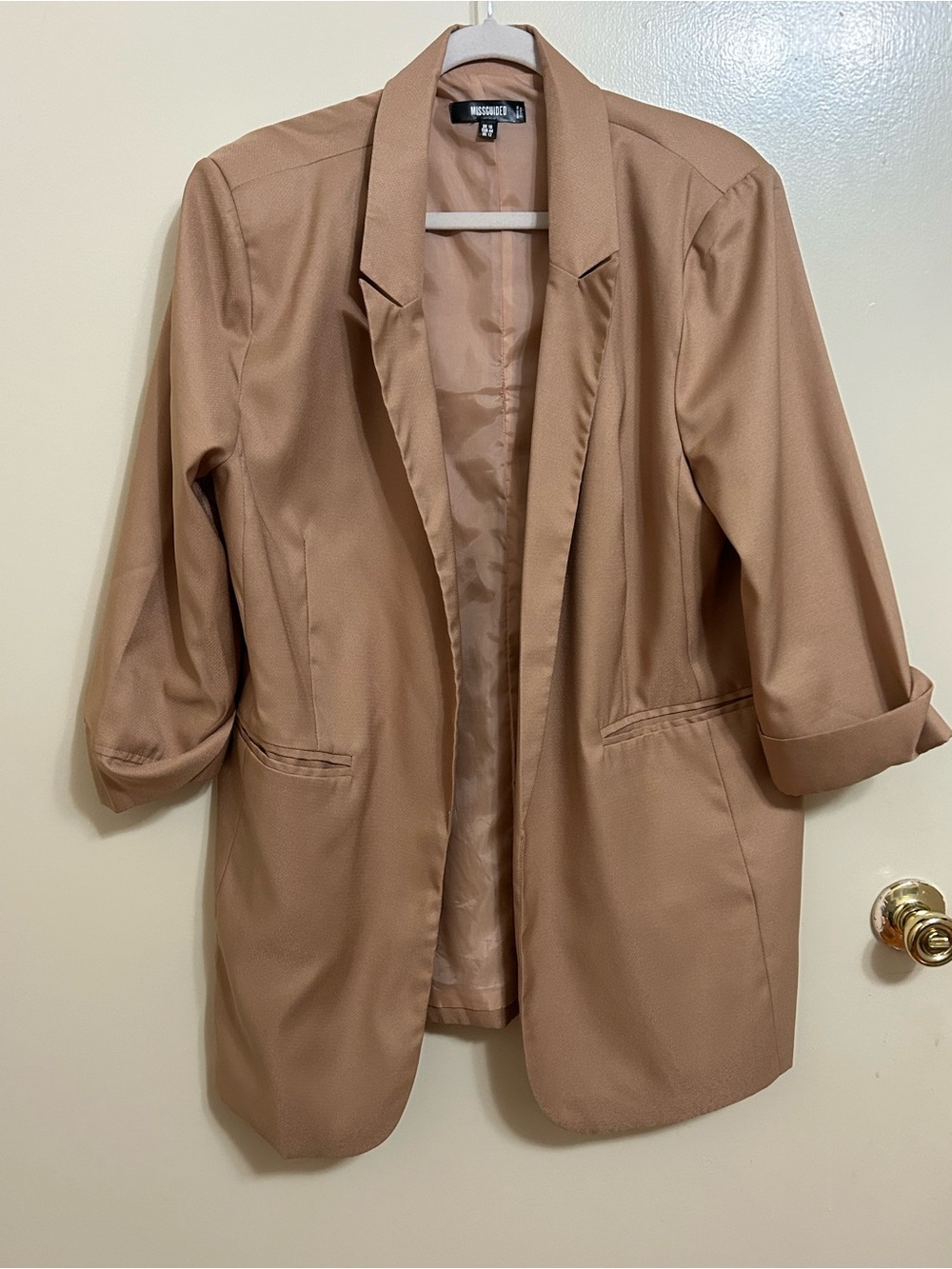 Missguided Plus Tan Open-Front Blazer